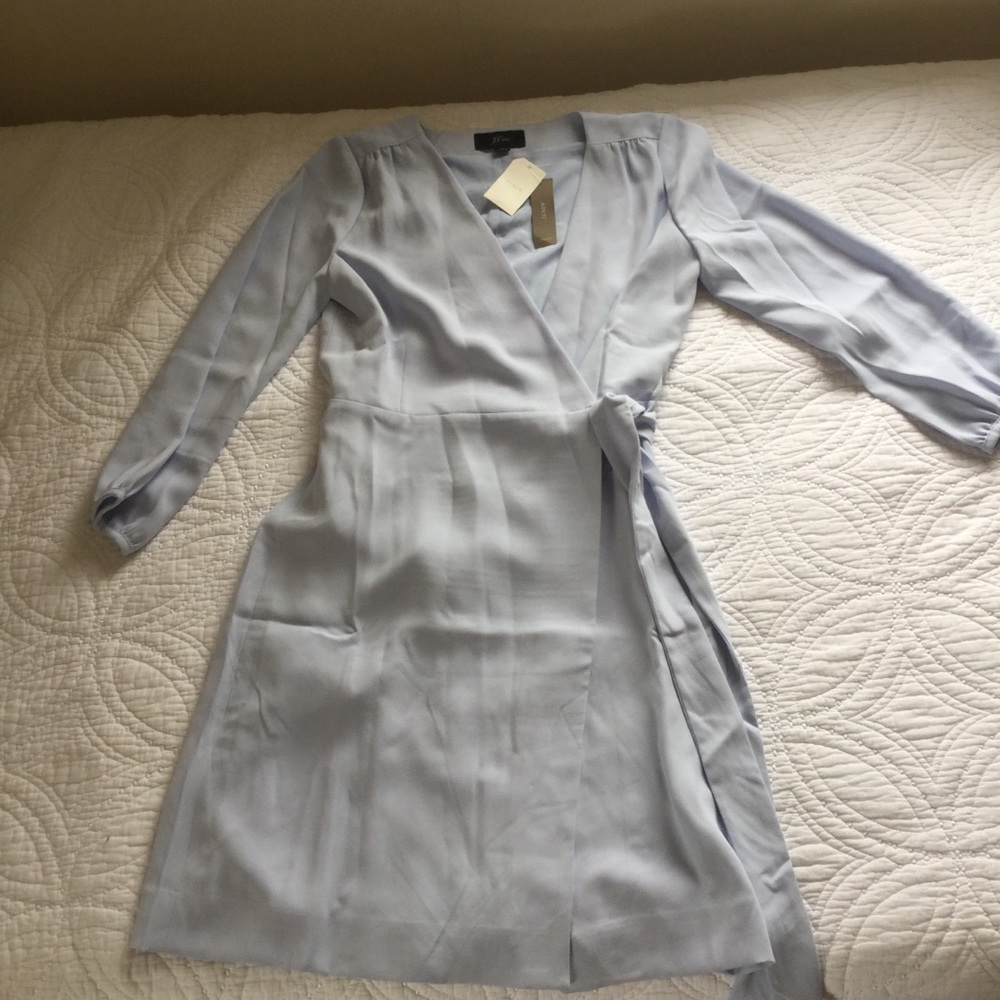 Shale blue wrap dress in crepe